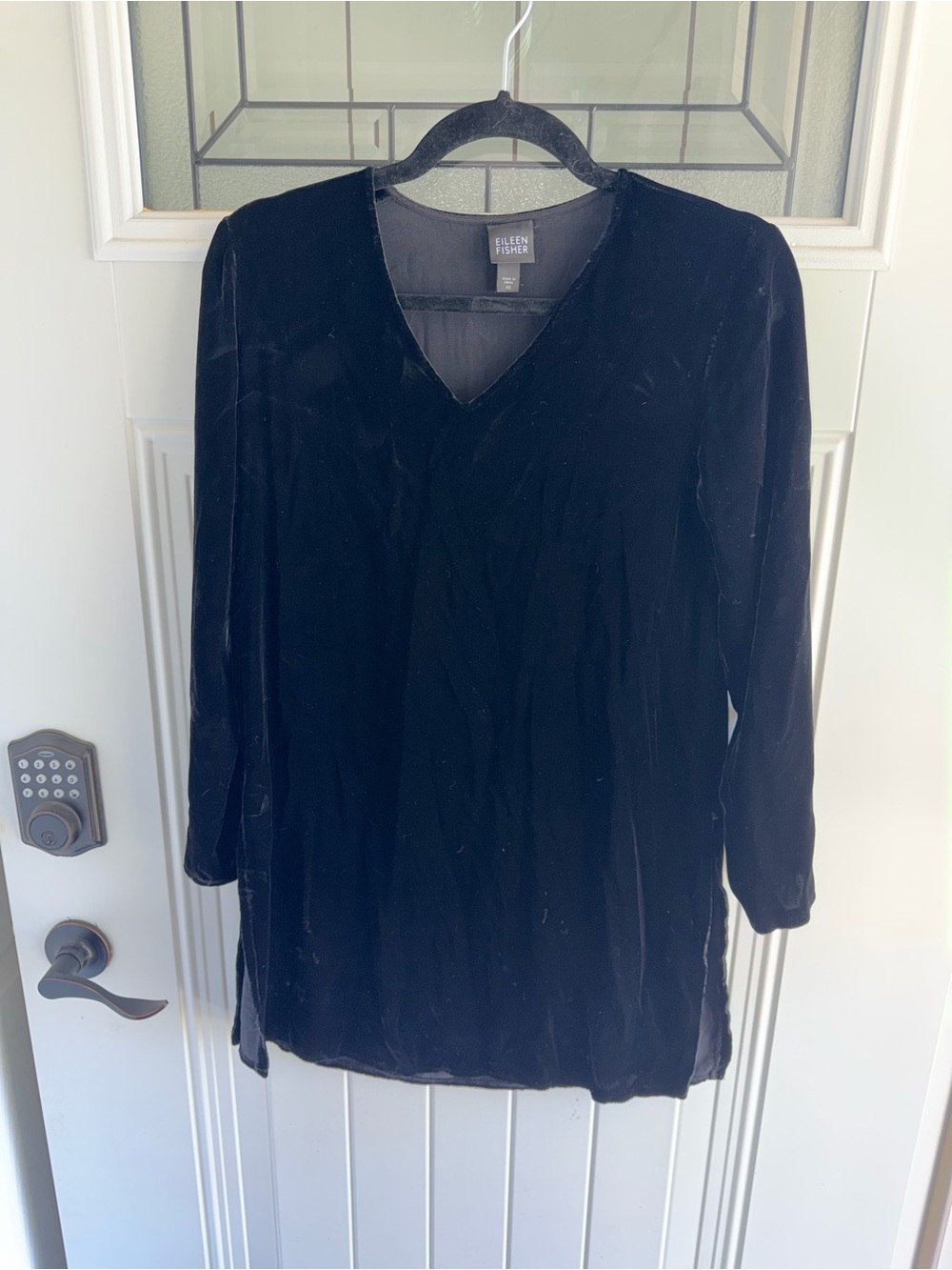 Eileen Fisher Black V-Neck Long Sleeve Tunic